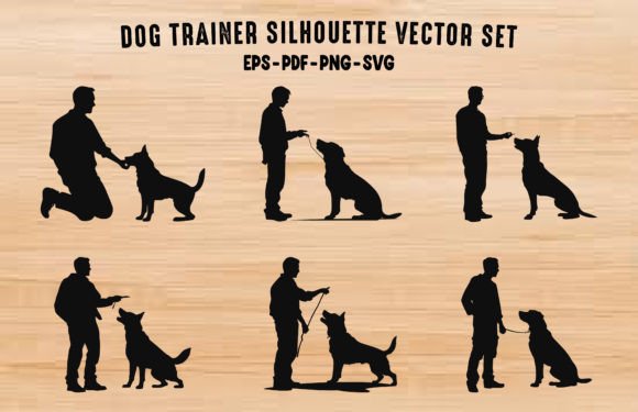 Download Dog Trainer Silhouettes PNG Clipart Set - Trainer Collection
