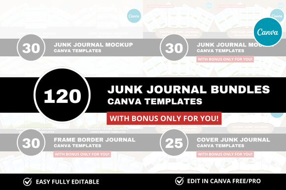 Download 120 Cover Journal Canva Bundle + Bonus - Cover Collection