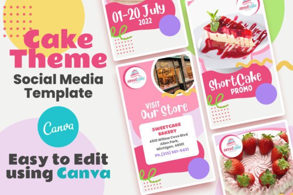 Download Canva Social Media Template - Cake Theme - Canva social media Collection